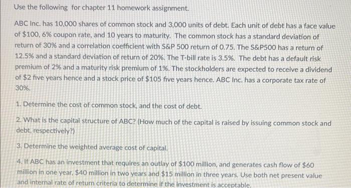 assignment 11. chapter homework