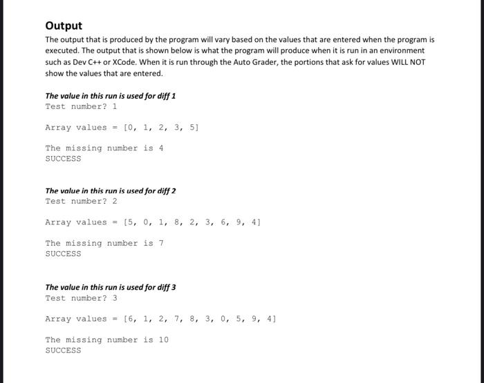 Solved Examples of how the missing_number function works | Chegg.com