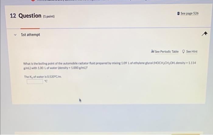 Solved 12 Question (1 point) See page 526 1st attempt See | Chegg.com