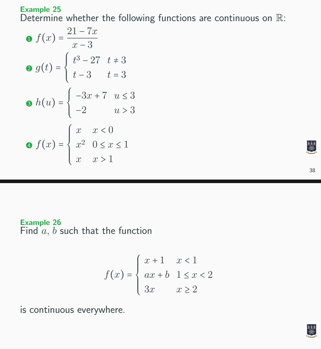 Solved Example 25 Determine whether the following functions | Chegg.com