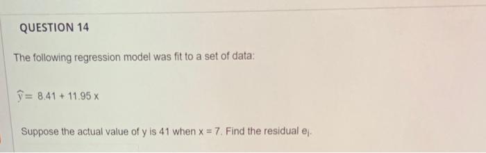 Solved The Following Regression Model Was Fit To A Set Of | Chegg.com