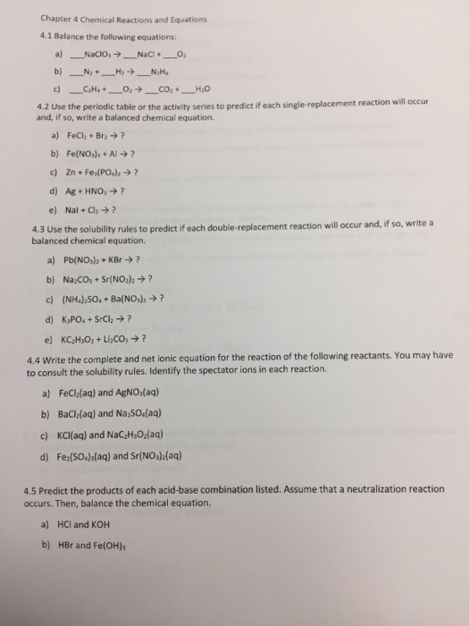 Solved Chapter 4 Chemical Reactions And Equations 41 2643