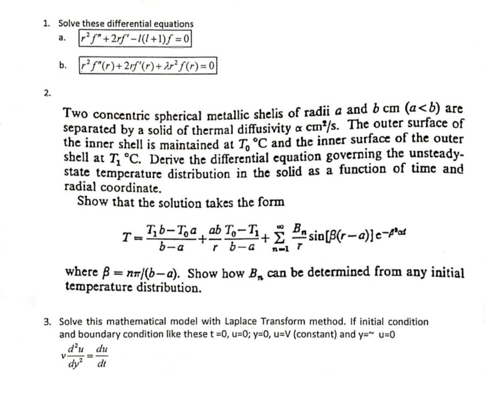 1 Solve These Differential Equations R G 2rf Chegg Com