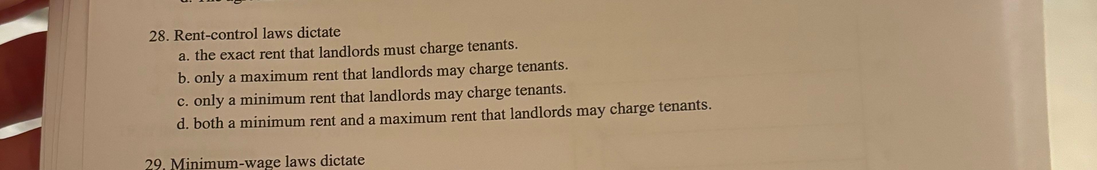Solved Rentcontrol laws dictatea. ﻿the exact rent that