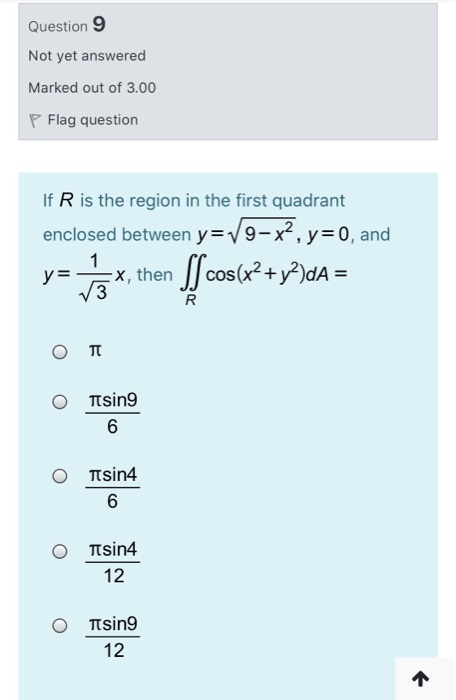 Solved Question 9 Not yet answered Marked out of 3.00 P Flag | Chegg.com