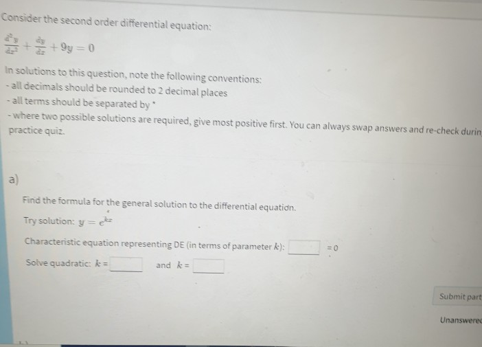 Solved Consider the second order differential equation: + Oy | Chegg.com
