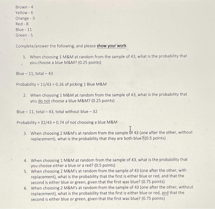 Solved 1. What is the probability that a red M & M is