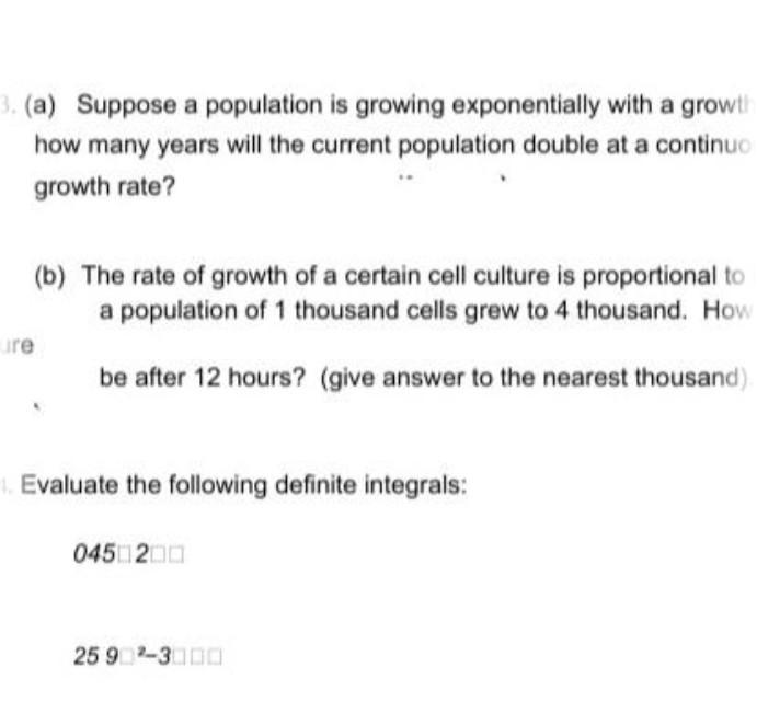 Solved A Suppose A Population Is Growing Exponentially Chegg Solved A Suppose A Population Is Growing Exponentially Chegg