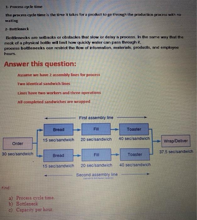 Solved 1- Pracess cycle time The process qde time is the | Chegg.com