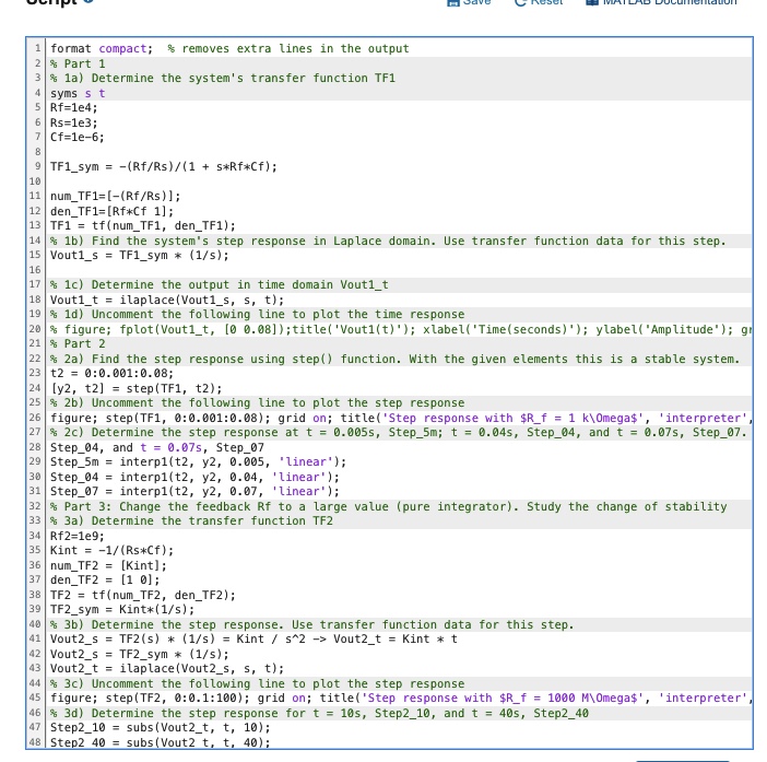 Solved I am getting an error message with my MatLab Line 41 | Chegg.com