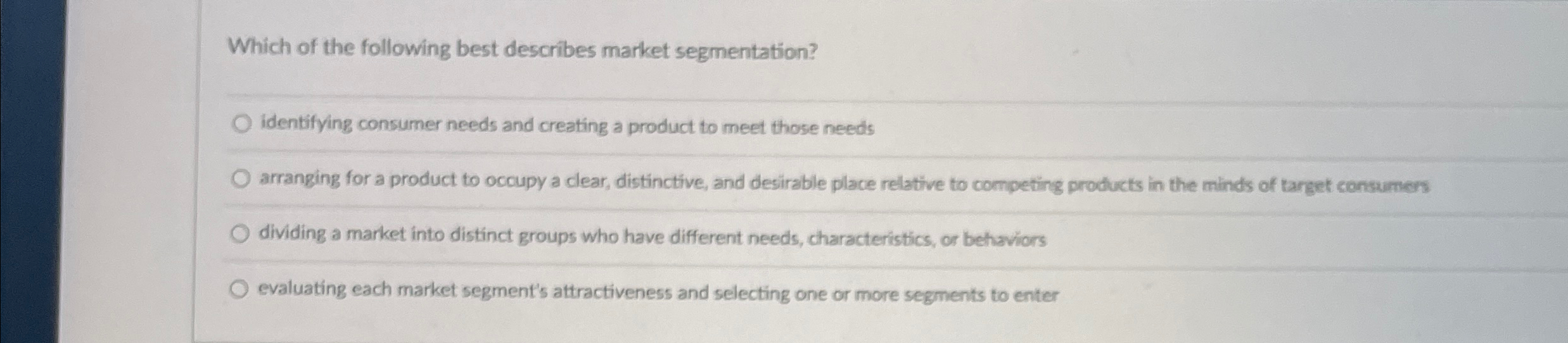 Solved Which of the following best describes market | Chegg.com