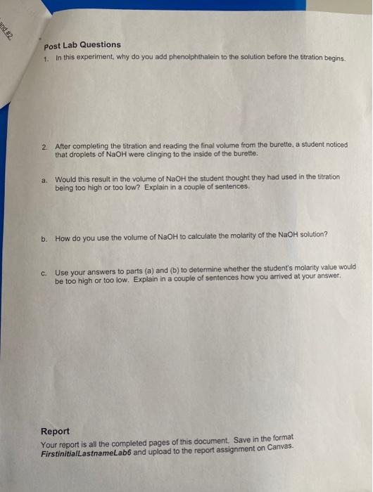 Solved Standardization by Titration Molar Concentration of