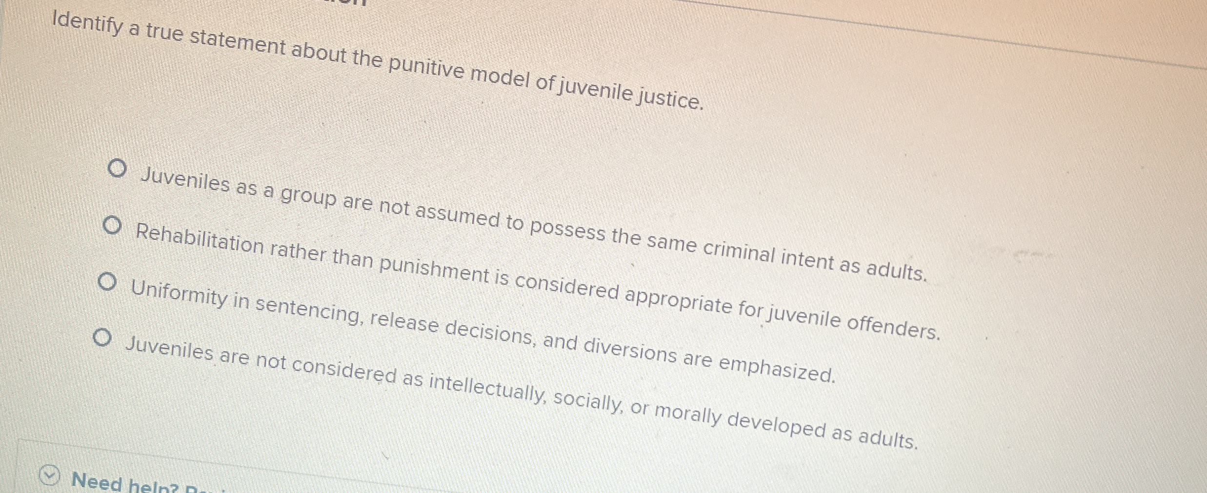 Solved Identify a true statement about the punitive model of | Chegg.com