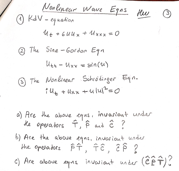 Nonlineair Wave Egns Hu Kd V Equation Mt 6 Chegg Com