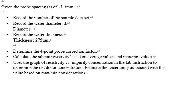 Solved Given the probe spacing (s) of ∼1.5 mm : - Record the | Chegg.com