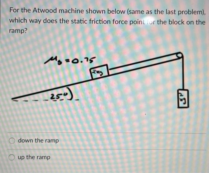 Solved For the Atwood machine shown below (same as the last | Chegg.com