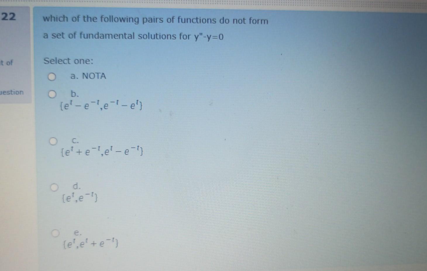 Solved 22 which of the following pairs of functions do not | Chegg.com