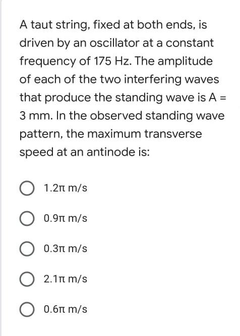 Solved A Taut String, Fixed At Both Ends, Is Driven By An | Chegg.com