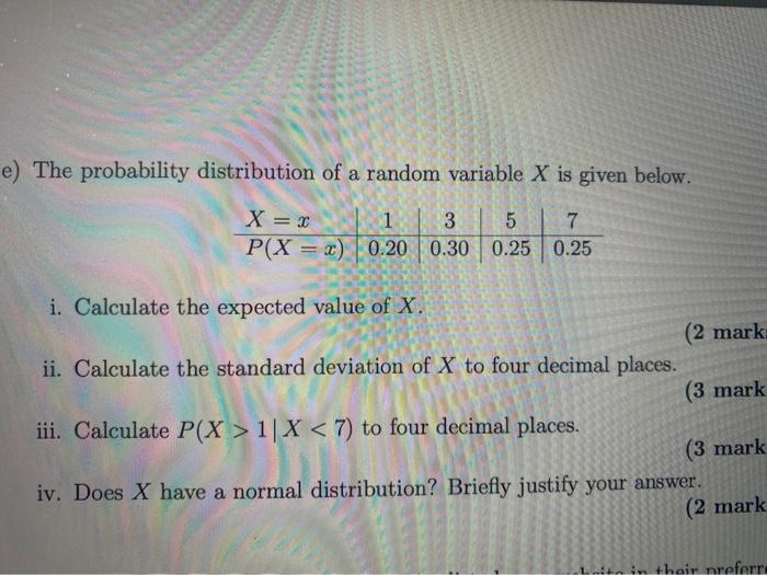 Solved The probability distribution of a random variable X | Chegg.com