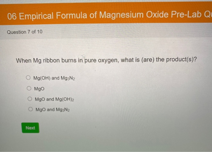 Solved 06 Empirical Formula of Magnesium Oxide PreLab Q