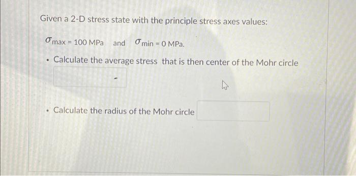 Solved Given A 2-D Stress State With The Principle Stress | Chegg.com