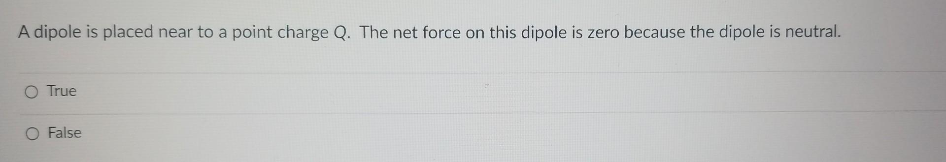 Solved A dipole is placed near to a point charge Q. The net | Chegg.com