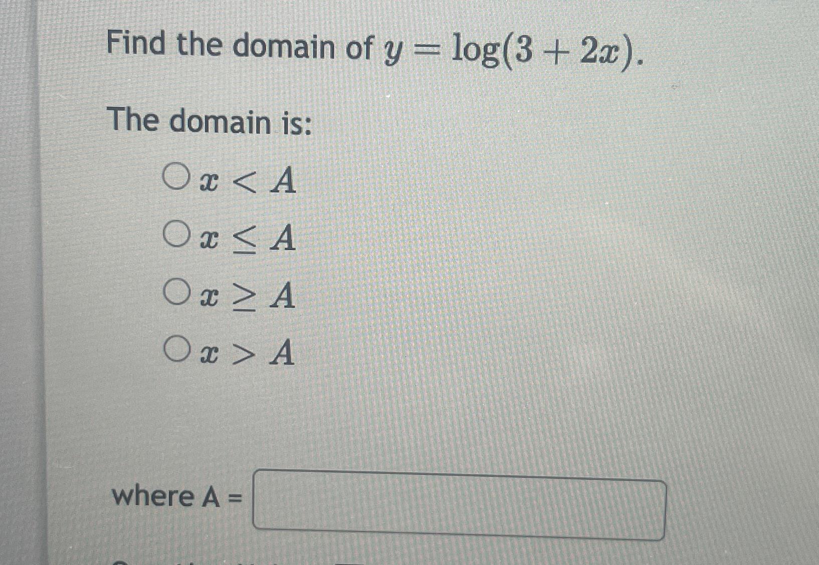 what is the domain of y = log (x 3)