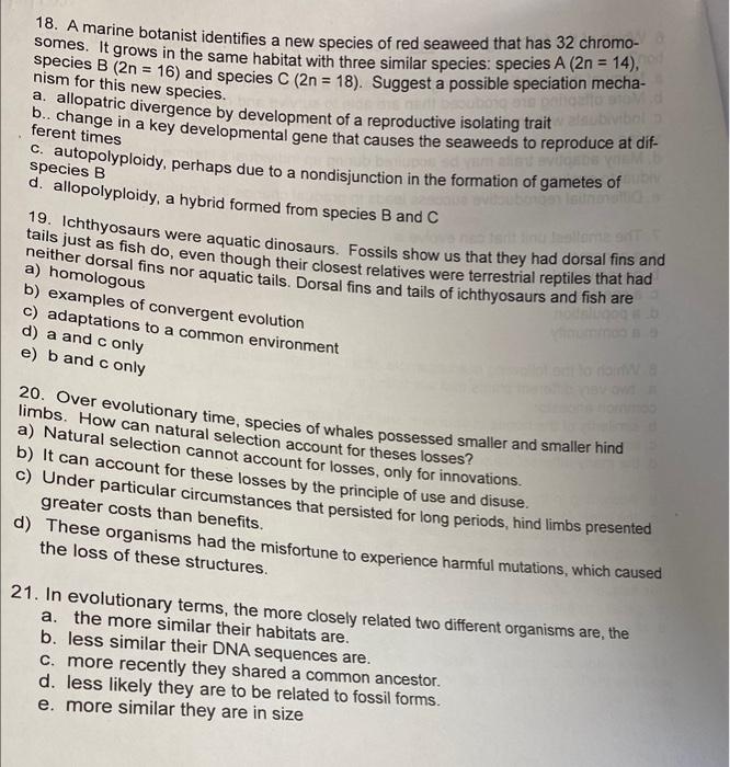Solved species B(2n=16 the same habitat with three similar | Chegg.com