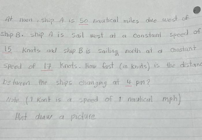 Solved At Noon, Ship A Is 50 Nautical Miles Due West Of Ship | Chegg.com