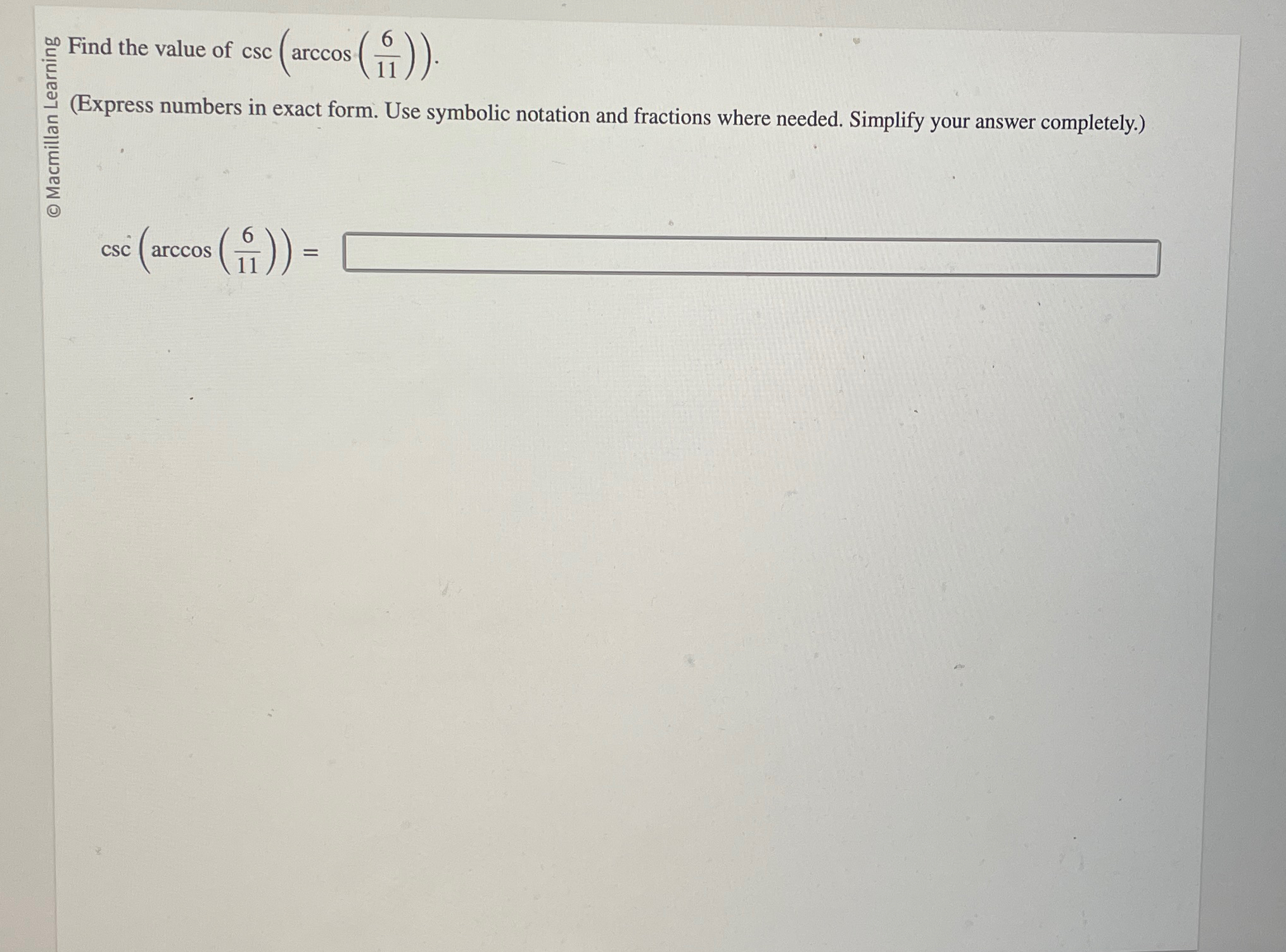 solved-find-the-value-of-csc-arccos-611-csc-arccos-611-chegg