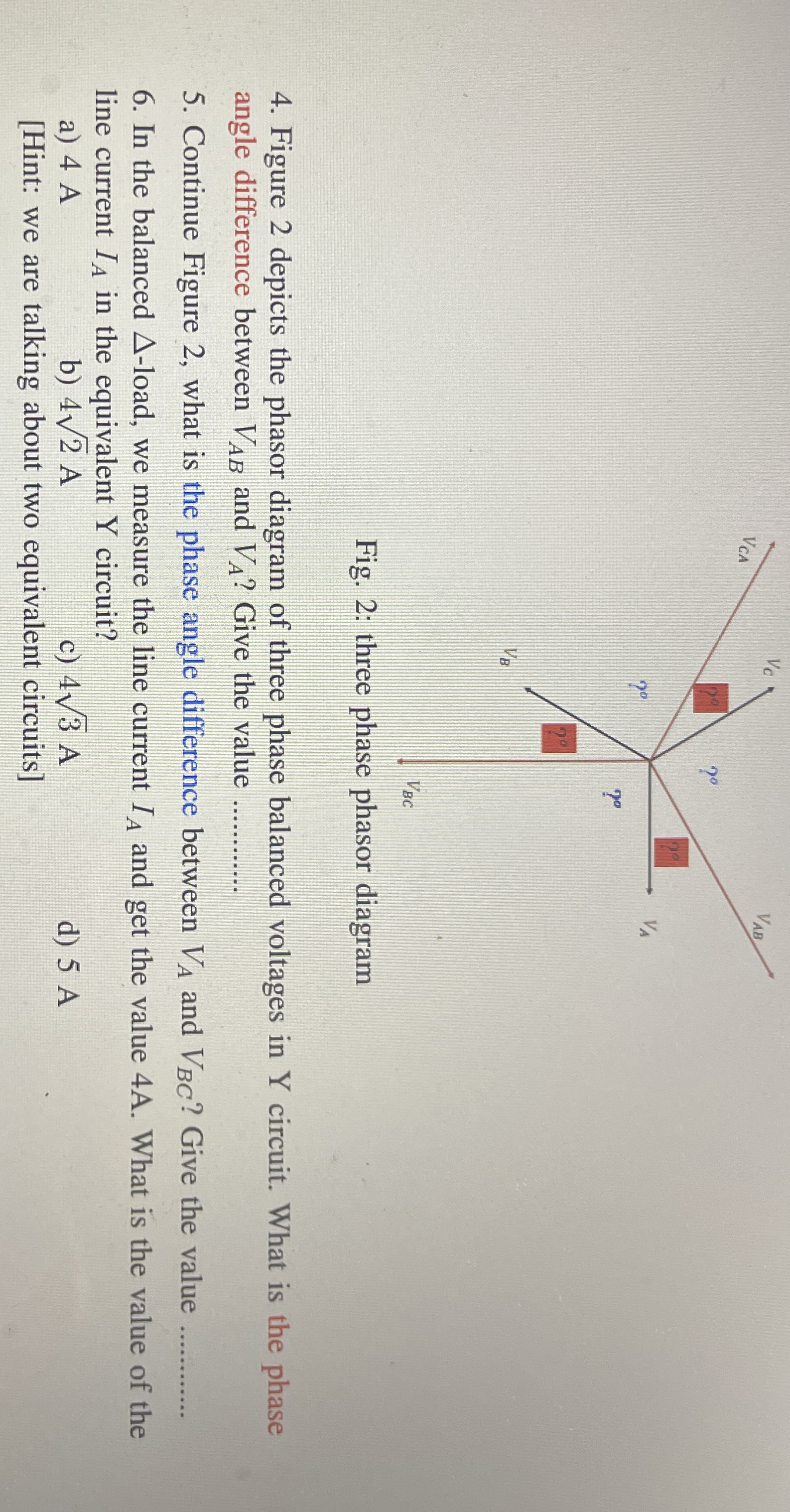 Solved Fig. 2: three phase phasor diagramFigure 2 ﻿depicts | Chegg.com