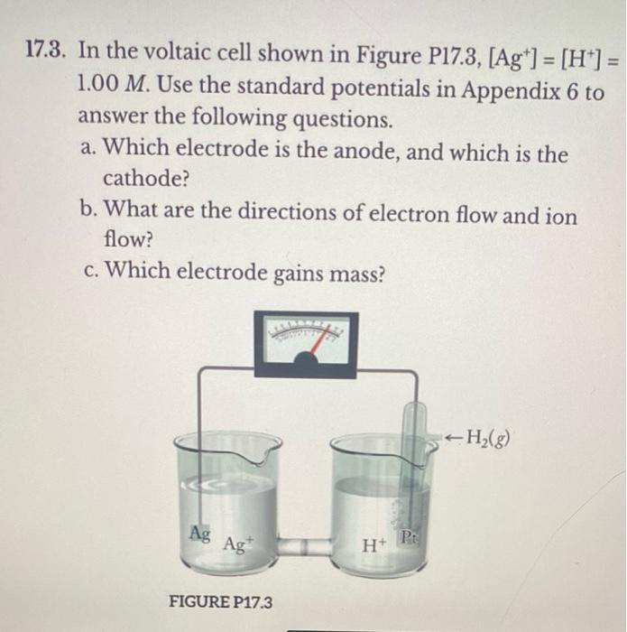 Solved 17.3. In the voltaic cell shown in Figure P17.3, | Chegg.com