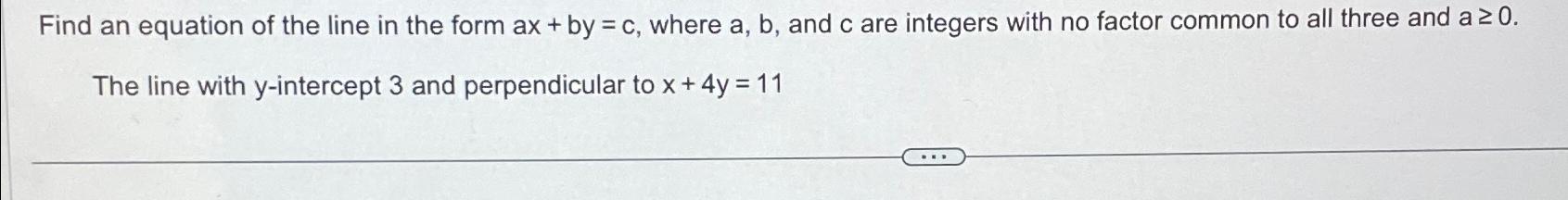 equation of a line in form ax by c 0