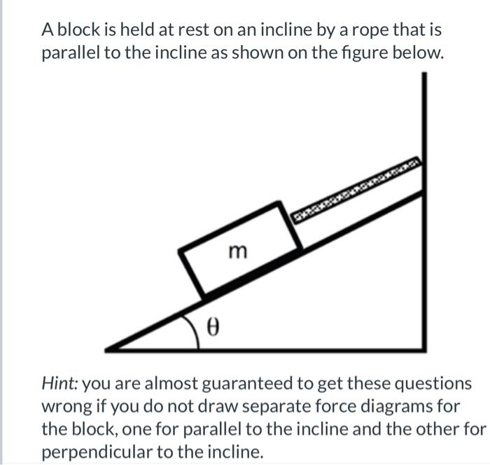 solved-a-block-is-held-at-rest-on-an-incline-by-a-rope-that-chegg