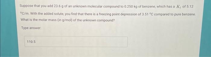 Solved What Is The Freezing Point (in Degrees Celcius) Of 