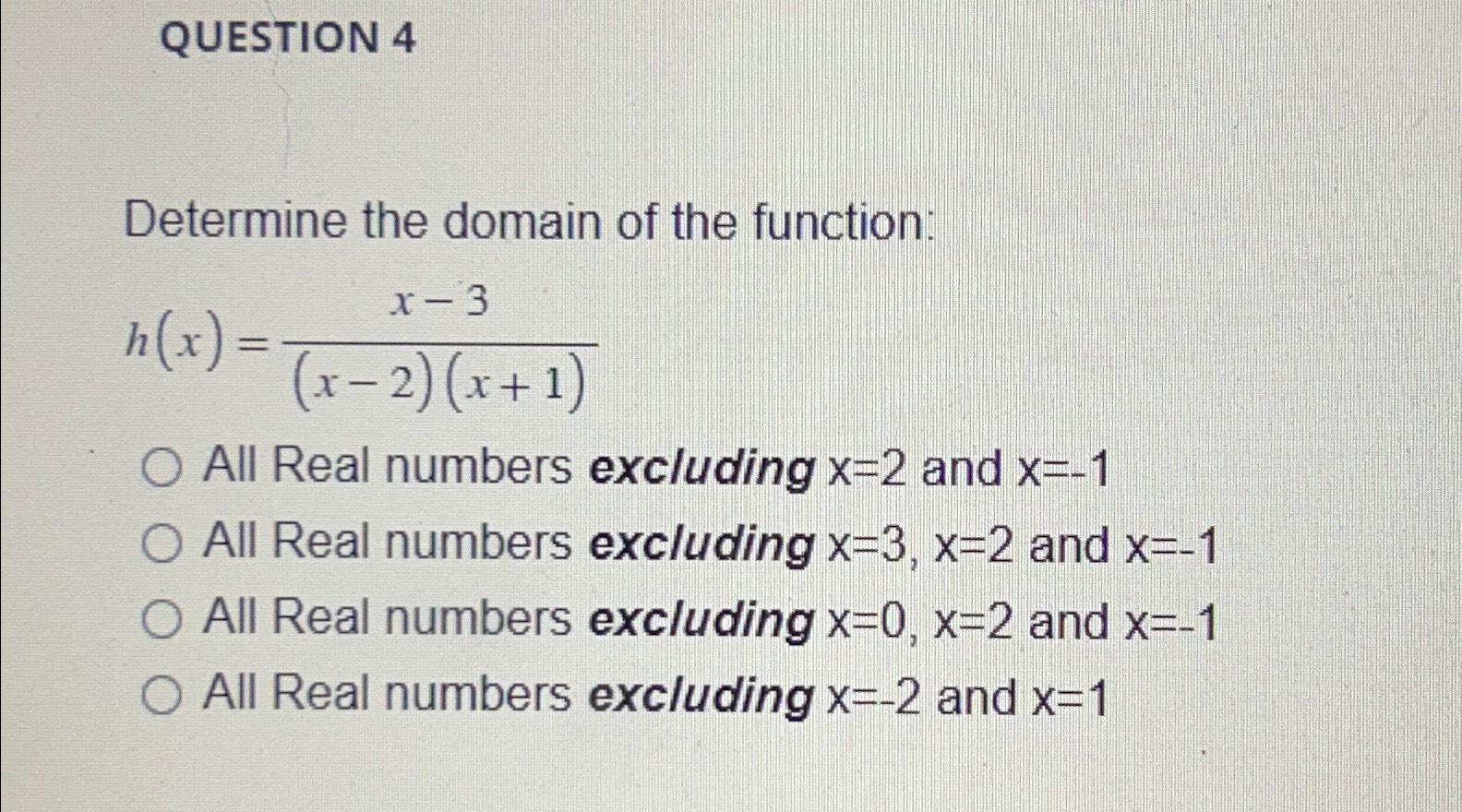 Solved QUESTION 4\\nDetermine the domain of the | Chegg.com