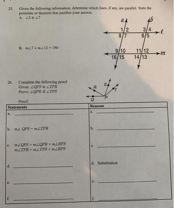 Solved 25. Given the following information, determine which | Chegg.com