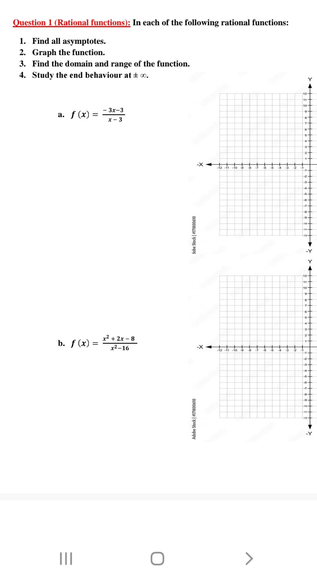 Solved Question 1 (Rational functions): In each of the | Chegg.com