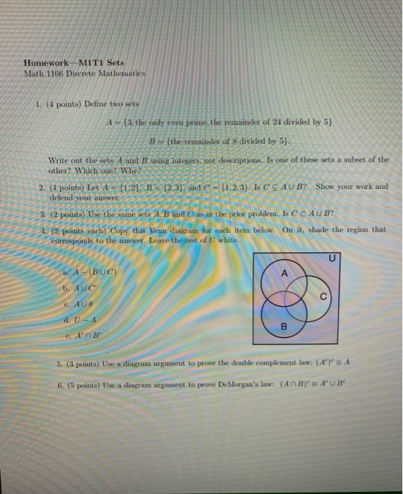 Homework Miti Sets Math 1166 Discrete Mathematics 1 Chegg Com