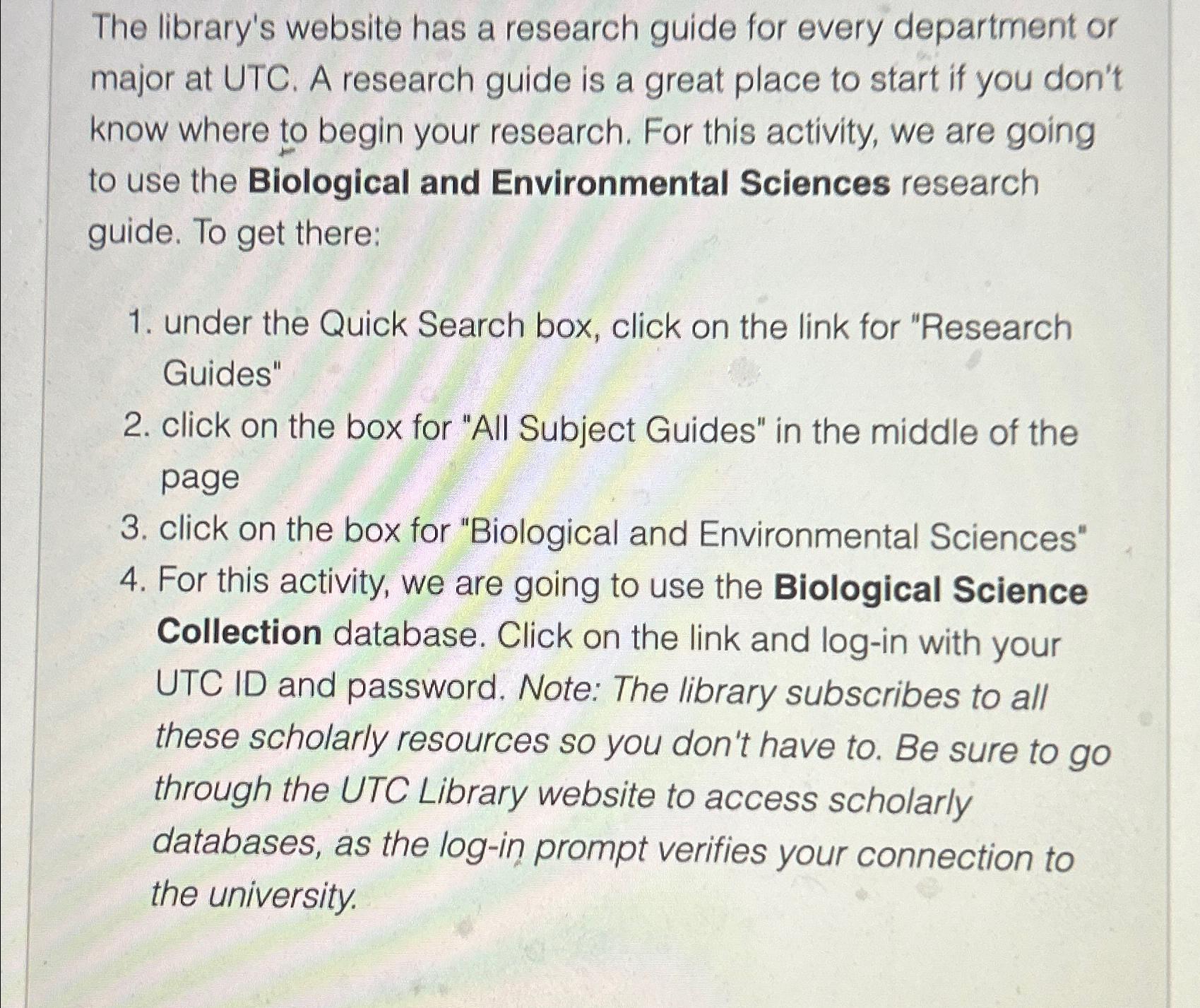 Solved The library's website has a research guide for every | Chegg.com