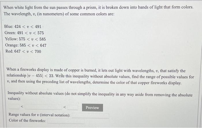 Solved When white light from the sun passes through a prism, | Chegg.com