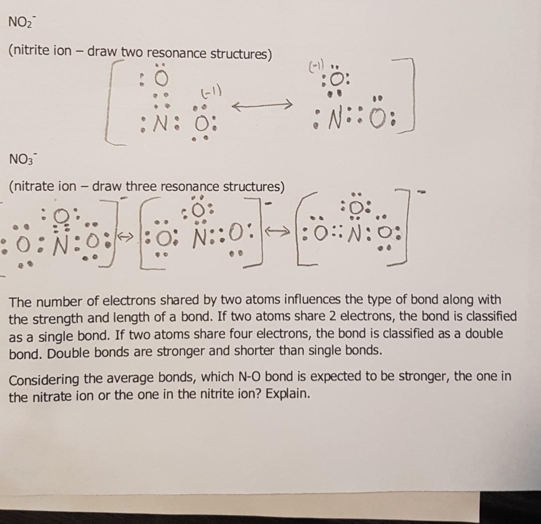 Solved NO2 (nitrite ion draw two resonance structures) 30