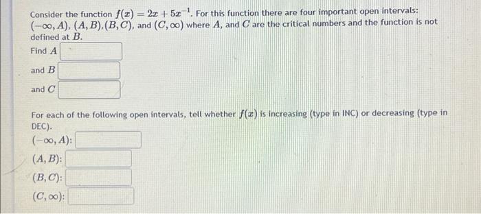 Solved Consider the function f(x)=2x+5x−1. For this function | Chegg.com