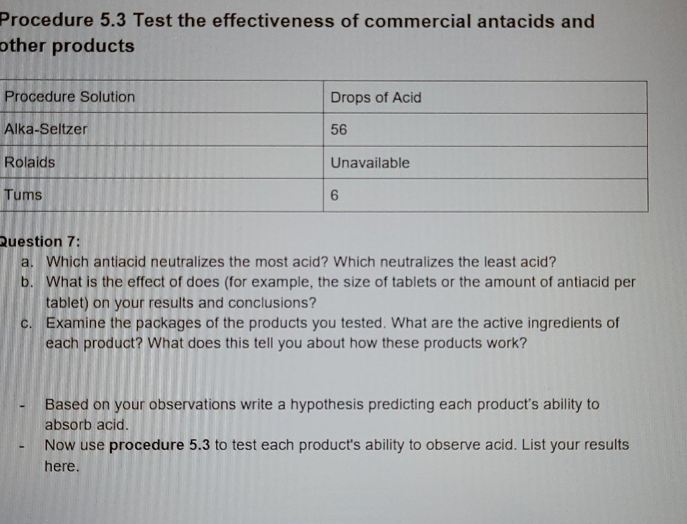 Solved Procedure 5.3 Test the effectiveness of commercial | Chegg.com
