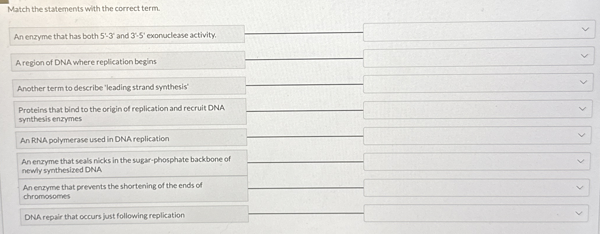 Solved Match the statements with the correct term.An enzyme