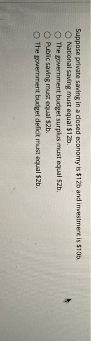 Solved Suppose private saving in a closed economy is $12b | Chegg.com