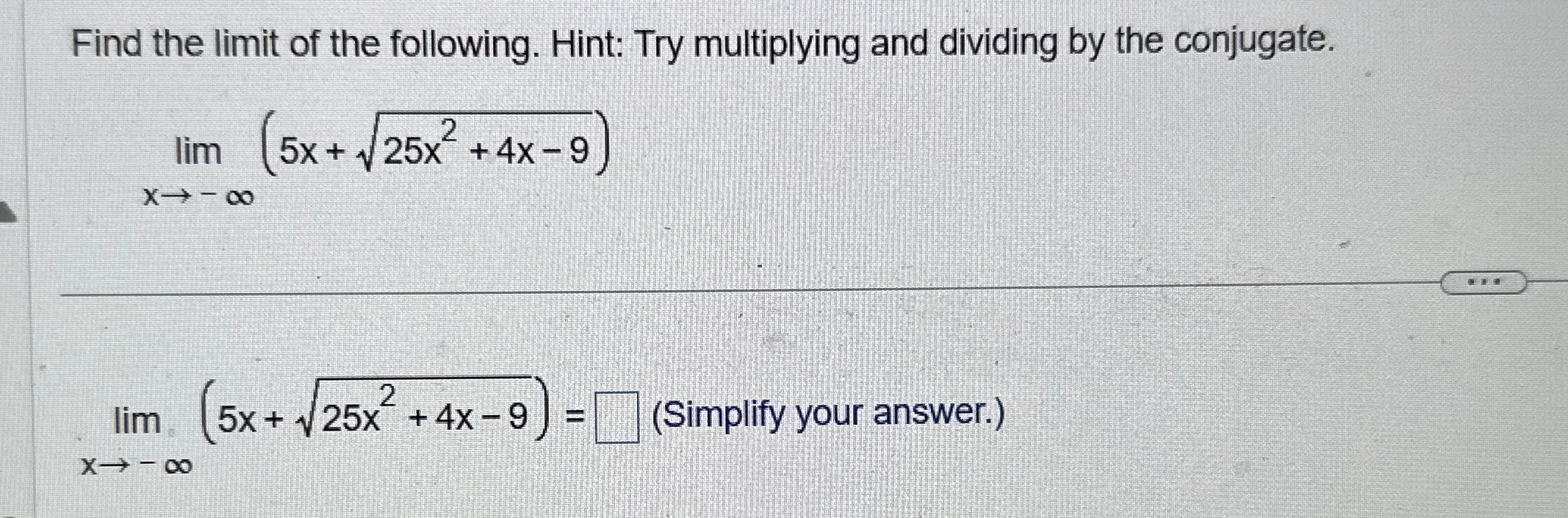 Solved Find the limit of the following. Hint: Try | Chegg.com