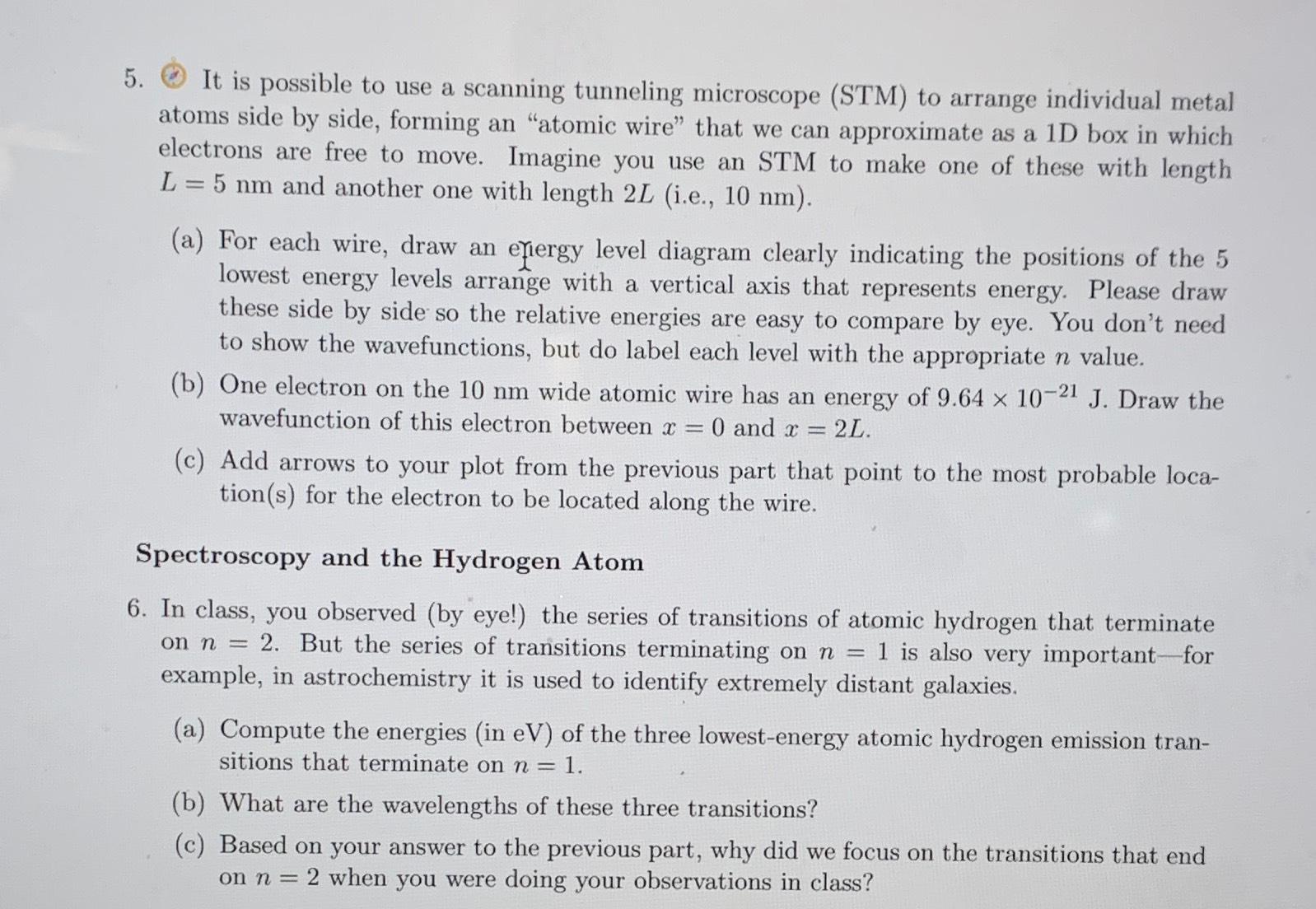 Solved It is possible to use a scanning tunneling microscope | Chegg.com