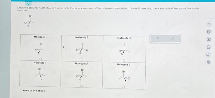 Solved Check the box under each structure in the table that | Chegg.com