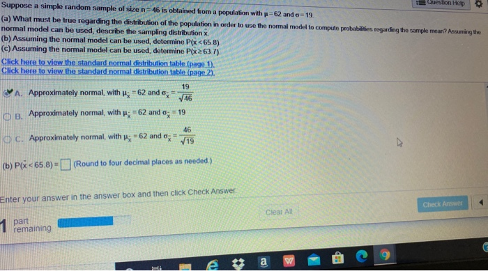 Solved o Question Help Suppose a simple random sample of | Chegg.com